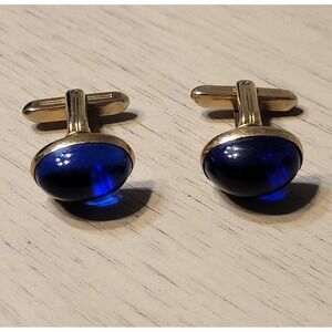 Vintage Hickok Blue Glass Cufflinks Men's Accessories Gifts  For Him Pastor Gift